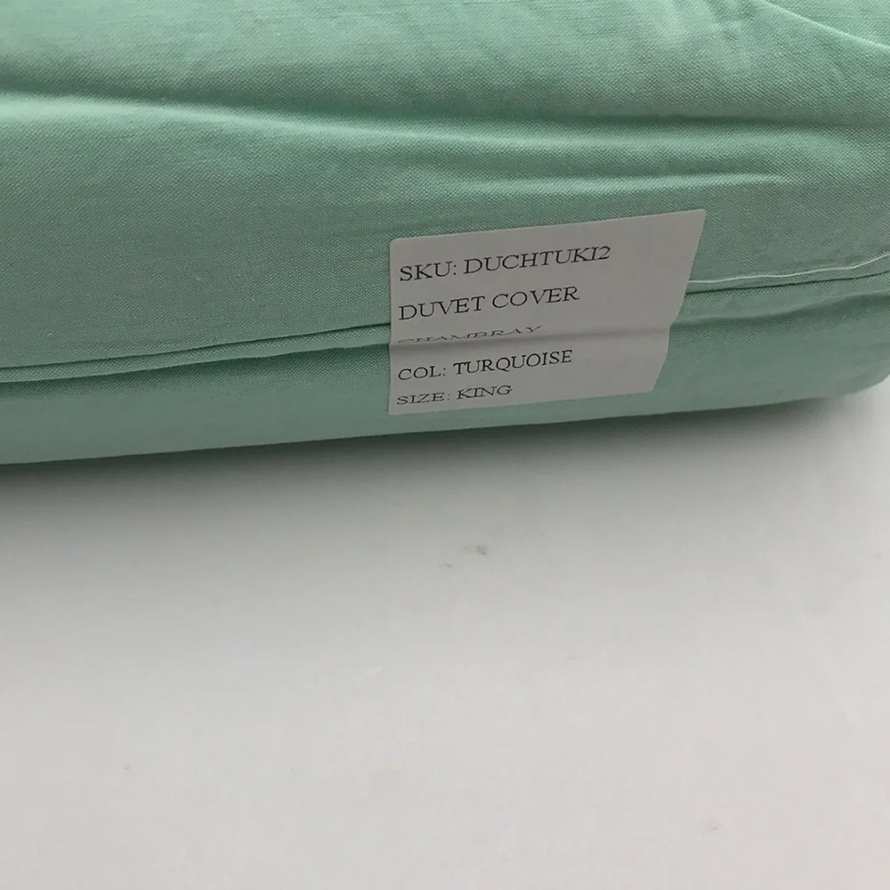 Cimino Home Turquoise Chambray Duvet Cover King/Cal King Gingham Pillowcase Set
